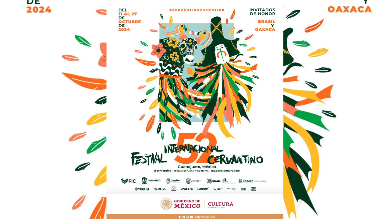 Cartel oficial de la 52° edición del Festival Internacional Cervantino, hecho por Jazmín Bedolla García.