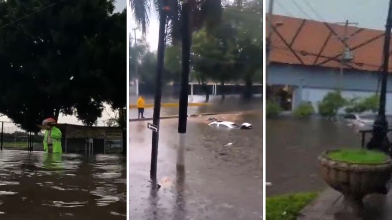 Inundaciones en Guadalajara dejan afectaciones en López Mateos, a la altura de la Plaza del Sol