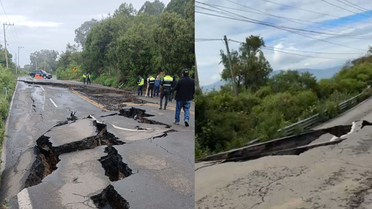 Cierran la carretera Tenango-Tenancingo, Estado de México tras grieta. 