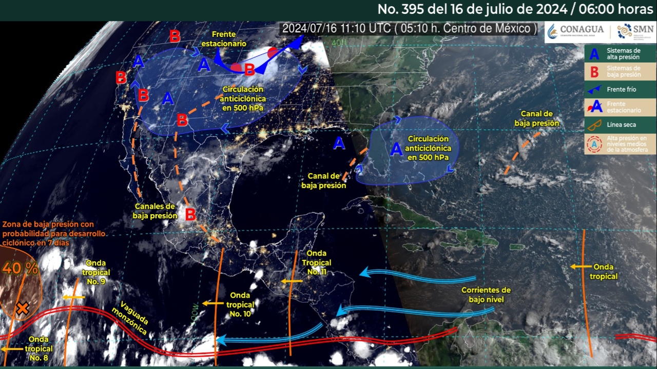 Foto: X@conagua_clima/ Sistemas Meteorológicos Actuales