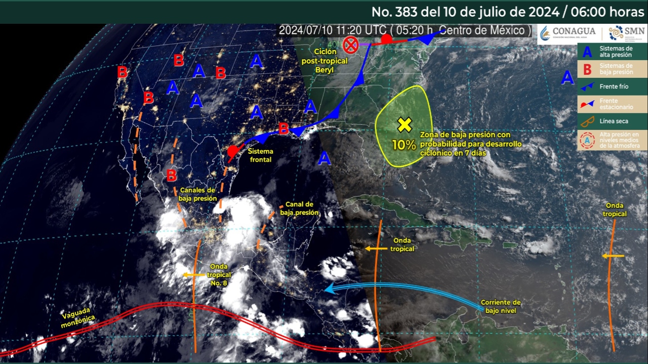 Foto:X@conagua_clima/ Sistemas Meteorológicos Actuales