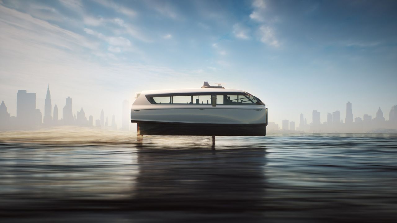 Una compañía sueca está probando un ferry eléctrico que se apoya sobre patines y el casco sale un metro del agua, con el objetivo de transportar pasajeros