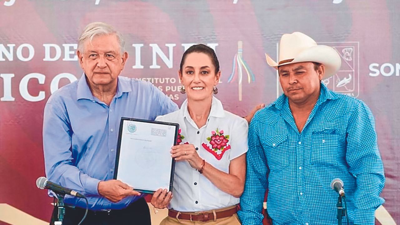 DERECHOS. Claudia Sheinbaum acompañó al presidente Andrés Manuel López Obrador a Sonora, donde prometió hacer justicia al Pueblo Yaqui. 