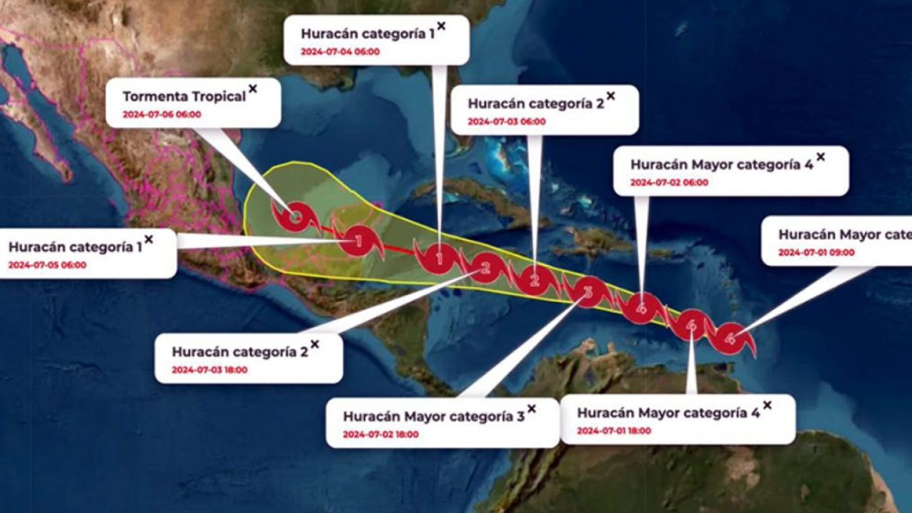 TRAYECTORIA. Proyectan que Berly traiga lluvias torrenciales y alerta de inundaciones.