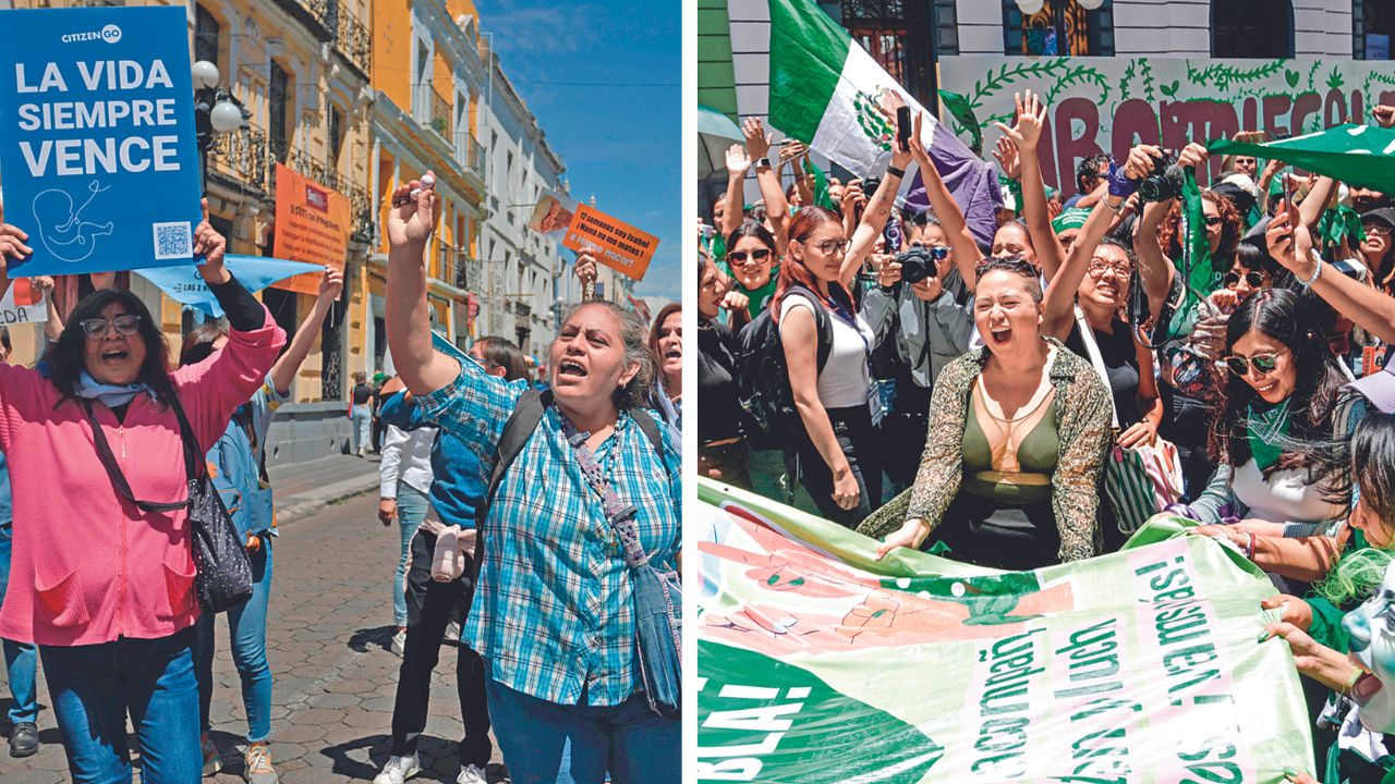 Manifestaciones. Mujeres colgaron pañuelos verdes y pancartas para celebrar la modificación al Código Penal, mientras que otro grupo expresó su rechazo a la ley y pidieron “respeto a la vida”.