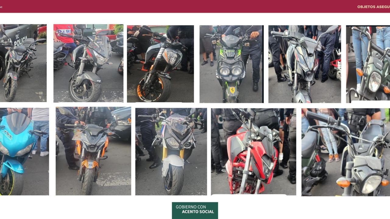 Asegurado. Como resultado de la movilización, los policías confiscaron 11 motocicletas y tres extintores.