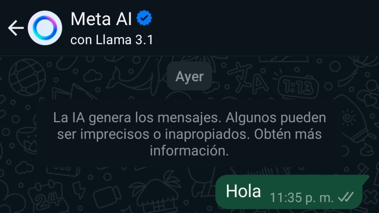 Foto: Captura de pantalla/ ChatBot Meta AI