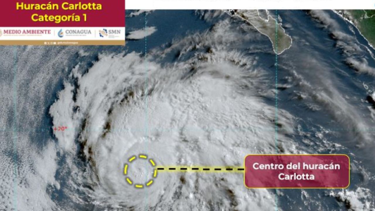 Los desprendimientos nubosos de Carlotta reforzarán la probabilidad de lluvias e intervalos de chubascos (5 a 25 mm) en Baja California Sur