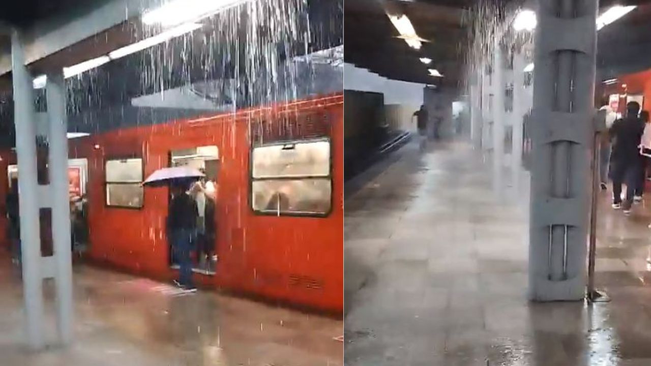 Circulan videos grabados desde el área de vagones, en los que se observa agua de lluvia filtrada a manera de cascadas en la Línea B