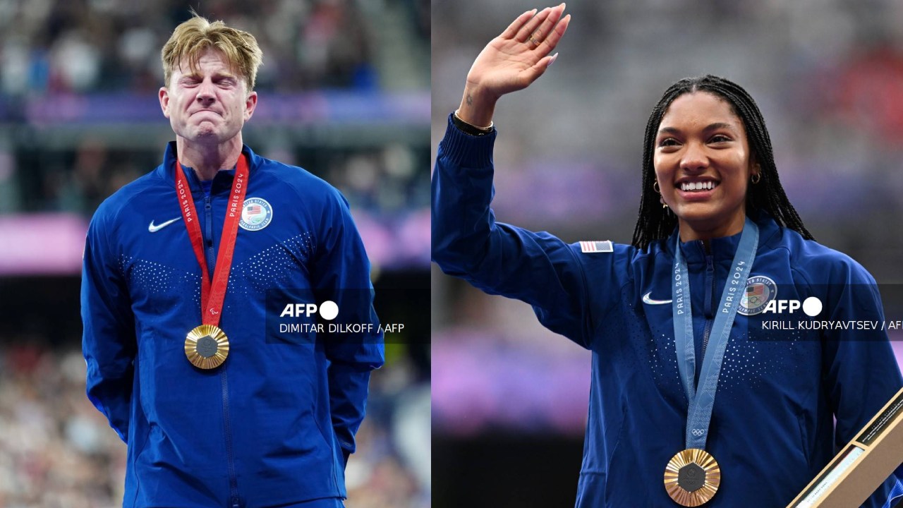 Él brilló en los Juegos Paralímpicos, ella en los Olímpicos. Hunter Woodhall ganó el oro bajo la atenta mirada de su mujer Tara Davis-Woodhall