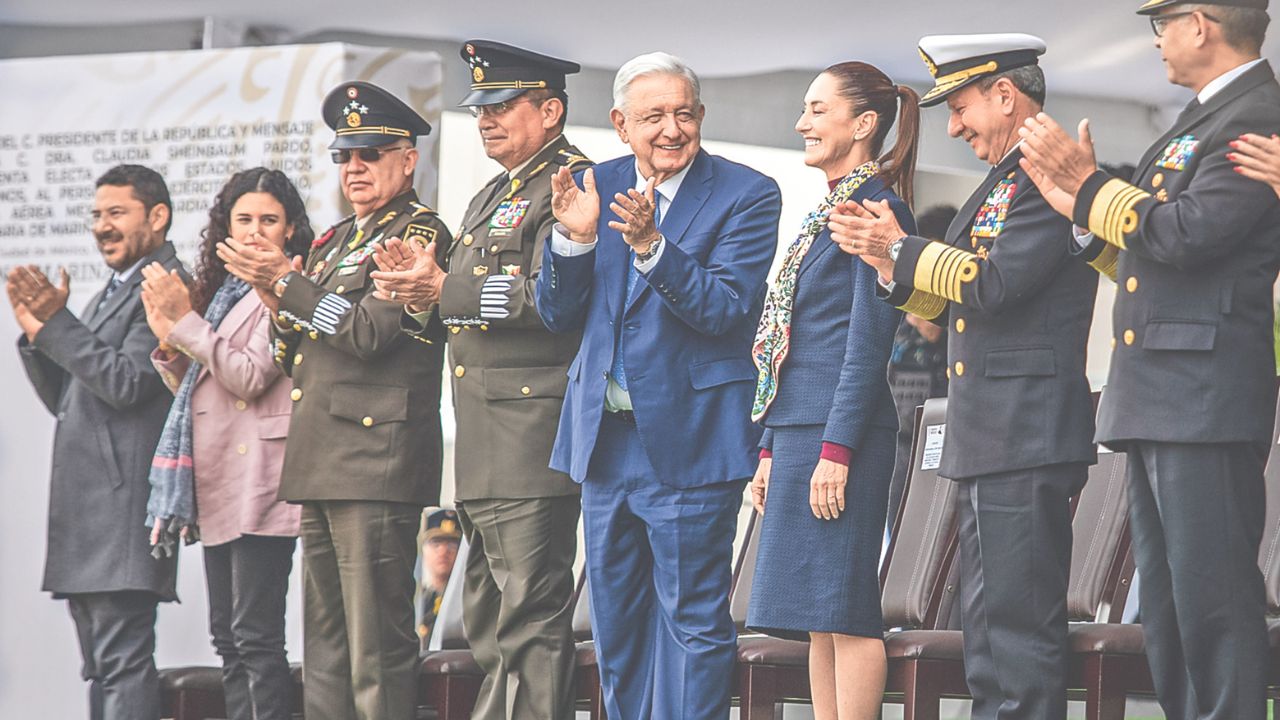 Defensa. En compañía de Claudia Sheinbaum, el presidente López Obrador destacó que en su sexenio no hubo desaparecidos, ni masacres, por parte del Estado. 