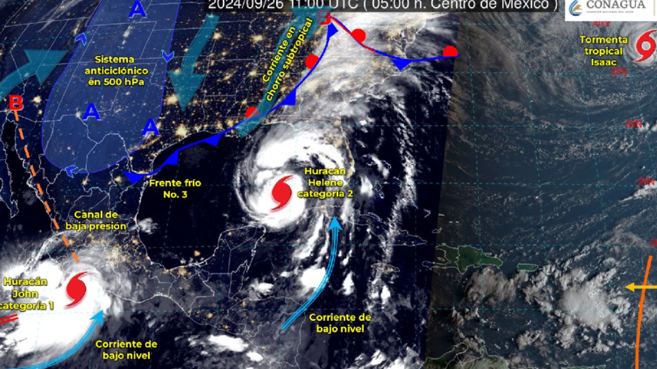 Para hoy, jueves 26 de septiembre, se prevén lluvias por efectos del huracán Helene