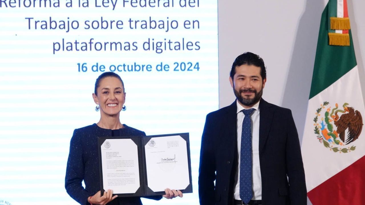 La presidenta Claudia Sheinbaum presentó una reforma a la Ley Federal del Trabajo en plataformas digitales, la cual garantizará que los 658 mil operadores de plataformas digitales