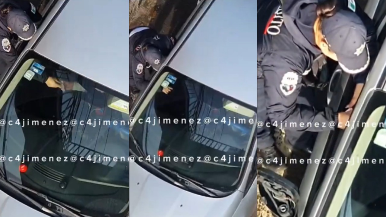 En redes sociales circula un video en donde una mujer policía es captada cuando recibe una "mordida" de un automovilista en Naucalpan