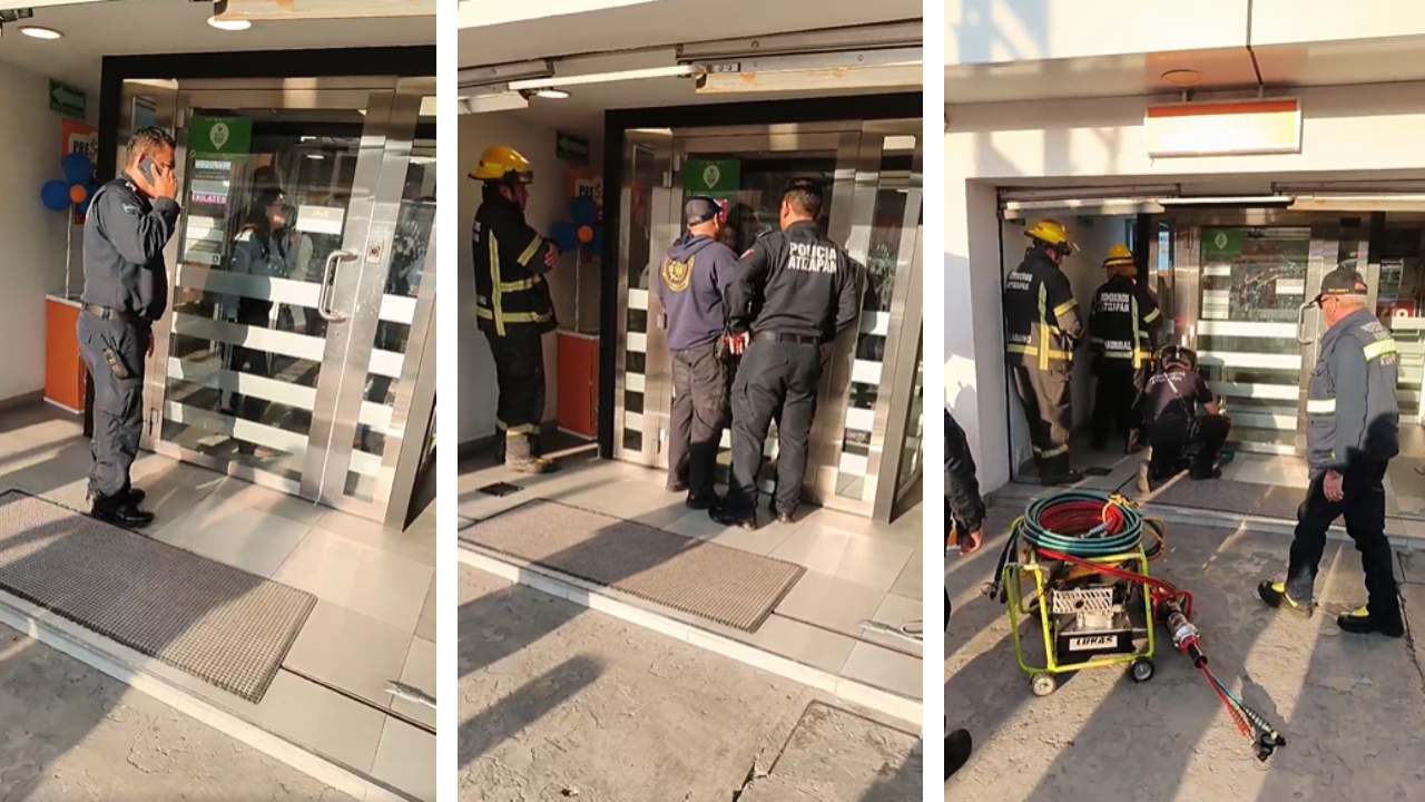 Varias personas quedaron atrapadas en un banco en Atizapán de Zaragoza.