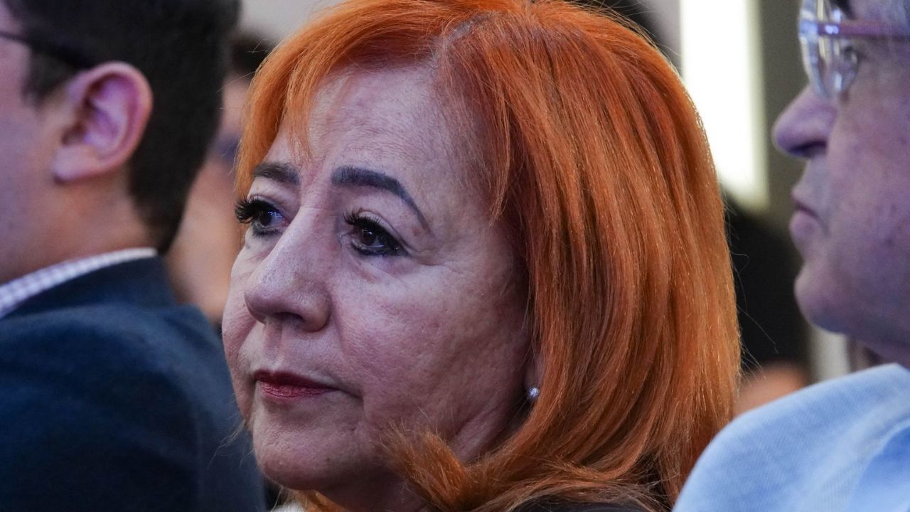 Rosario Piedra presidenta de la Comisión Nacional de Derechos Humanos, durante el Segundo Informe de la Presidencia de la Comisión para la Verdad y Acceso a la Justicia del caso Ayotzinapa en la Secretaria de Gobernación.