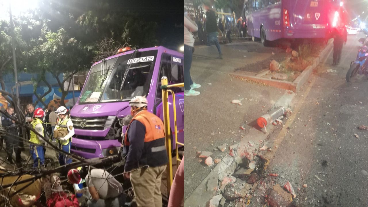 Una unidad de transporte público en Coyoacán impactó en un camellón provocando cinco heridos