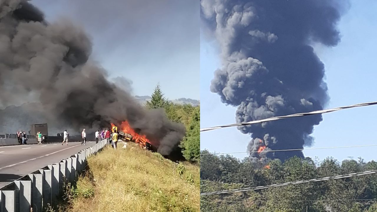 Incendio en la autopista Xalapa-Perote