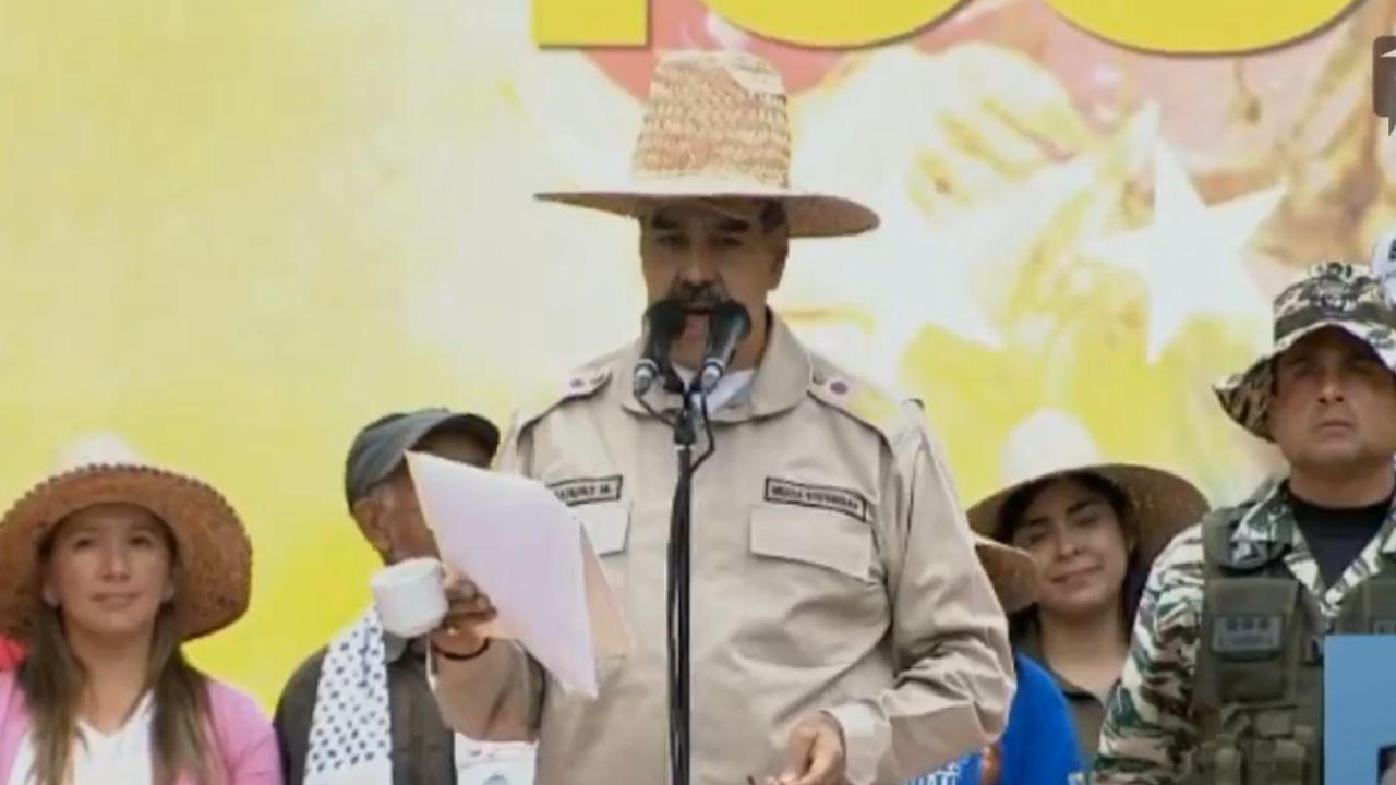 El presidente de Venezuela, Nicolás Maduro dando un discurso en el Palacio de Miraflores.