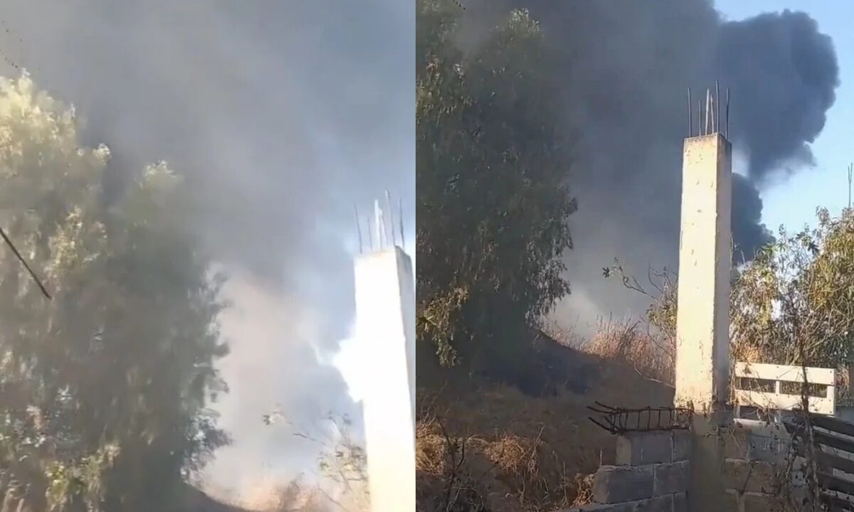 Incendio en predio de Coyotepec