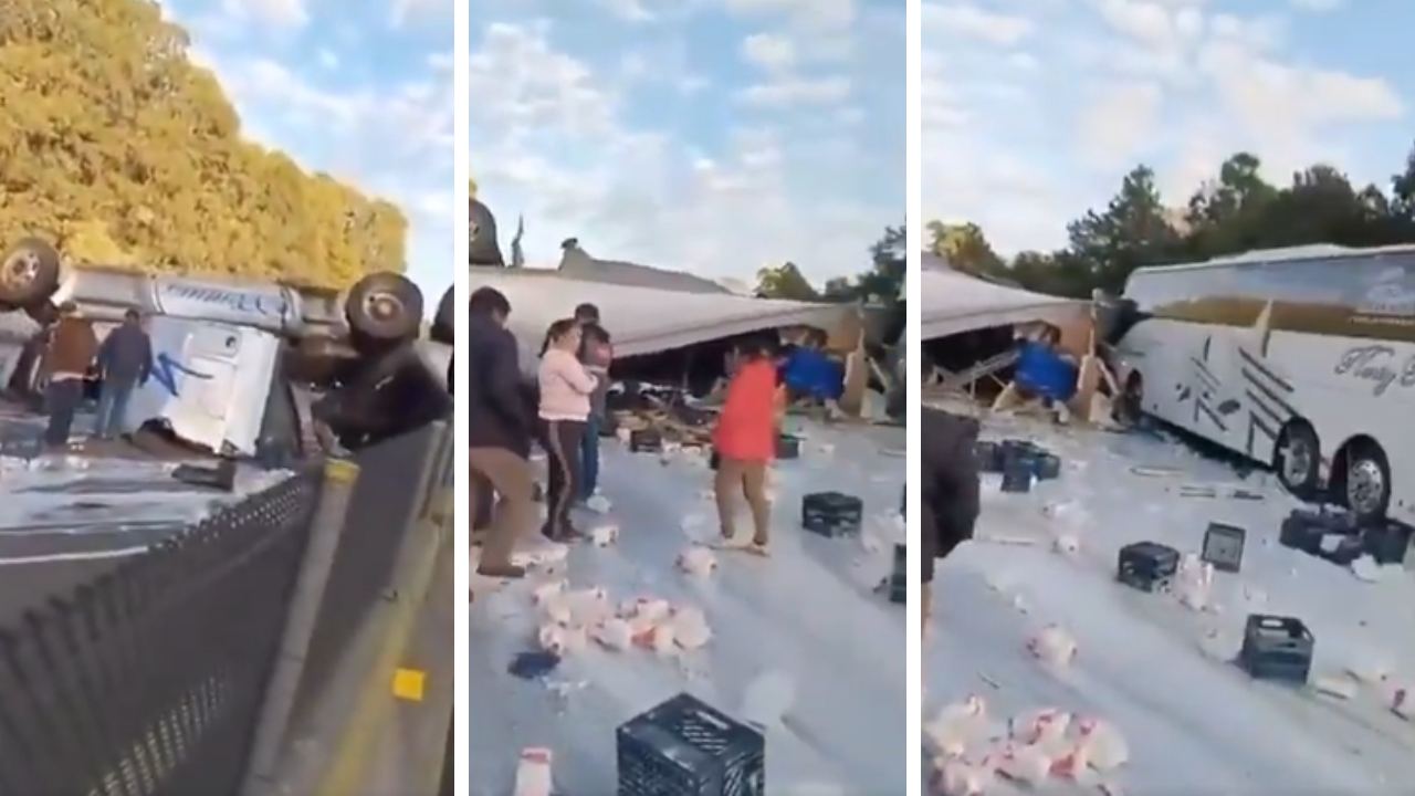 El accidente creó caos vial y reducción de carriles en ambos sentidos de la autopista México-Puebla.