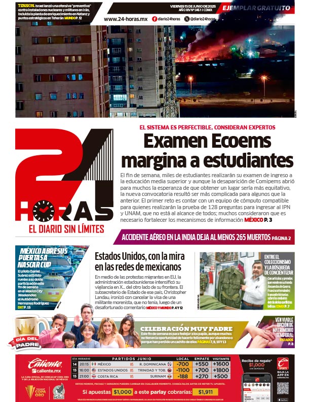 Portada 24 Horas impreso