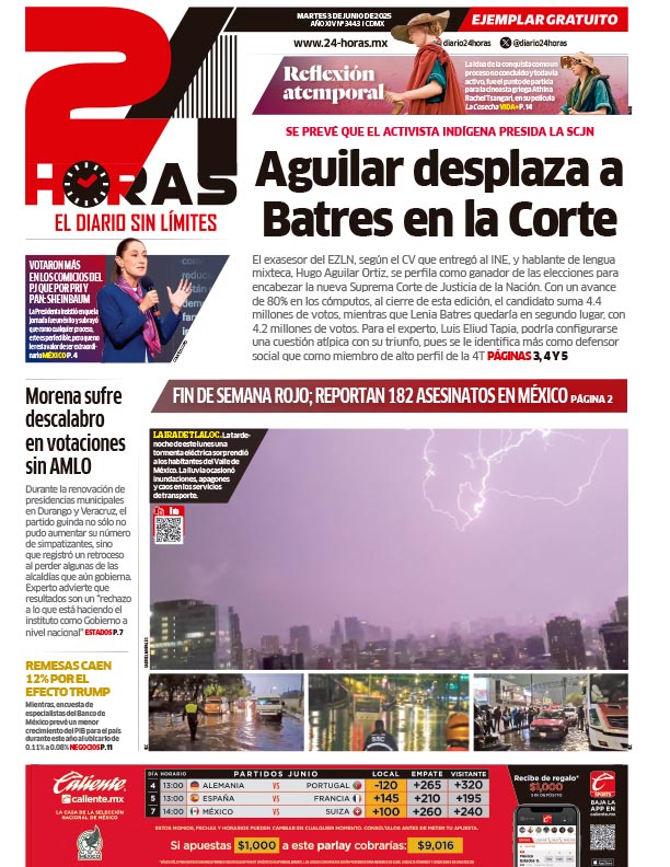 Portada 24 Horas impreso