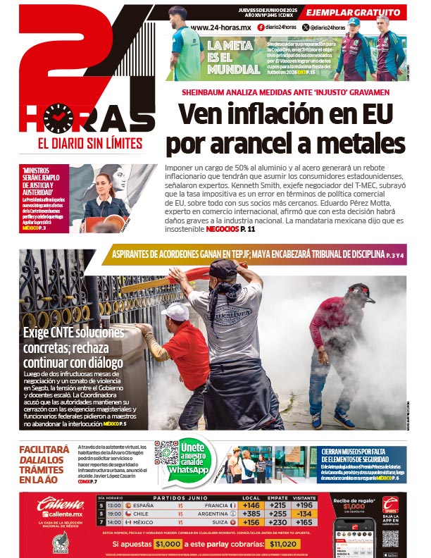 Portada 24 Horas impreso