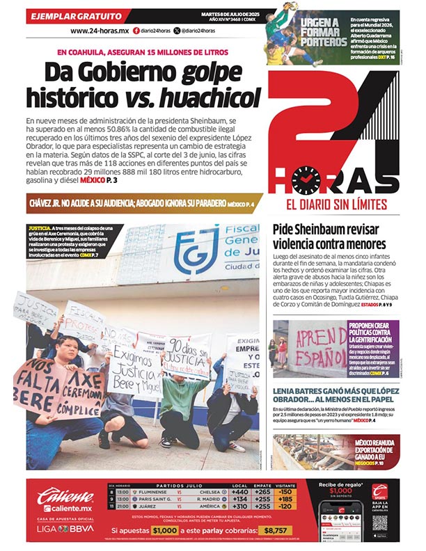 Portada 24 Horas impreso