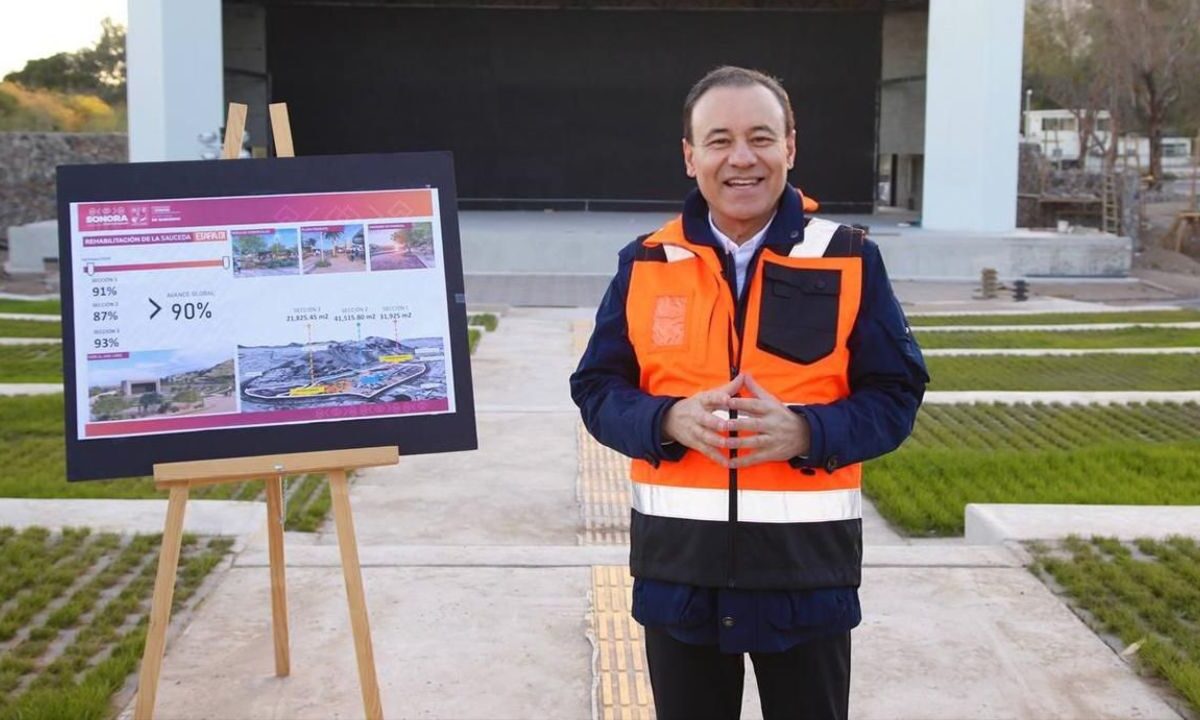 El gobernador Alfonso Durazo Montaño supervisó el avance del 90% en la primera etapa de rehabilitación del parque La Sauceda.