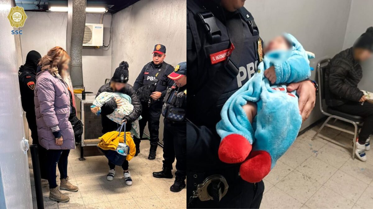 Auxilian a mujer con bebé en brazos tras desvanecer en el Metro Constitución de 1917.