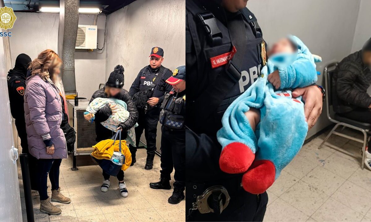 Auxilian a mujer con bebé en brazos tras desvanecer en el Metro Constitución de 1917.