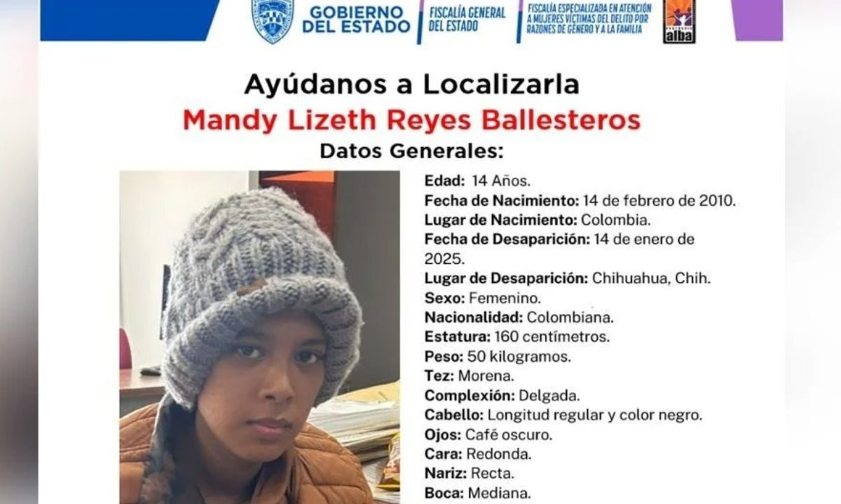 Ficha de búsqueda de Mandy Lizeth Reyes Ballesteros, niña migrante originaria de Colombia