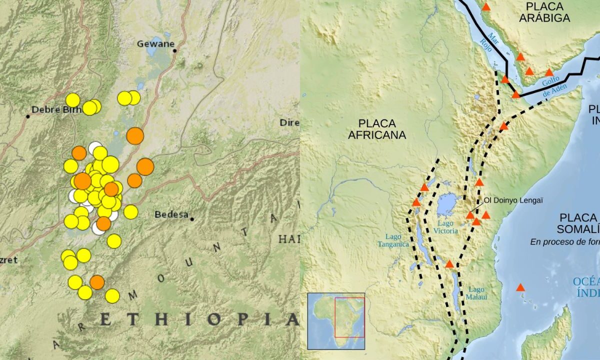 SkyAlert señaló al oriente de la capital de Etiopía, ha estado ocurriendo un enjambre sísmico desde finales de diciembre de 2024.