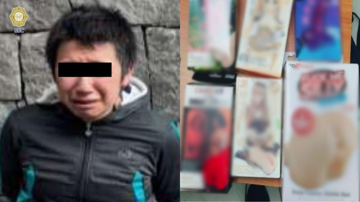 Detiene a joven en Calzada de Tlalpan por presuntamente robar juguetes de una Sex Shop.