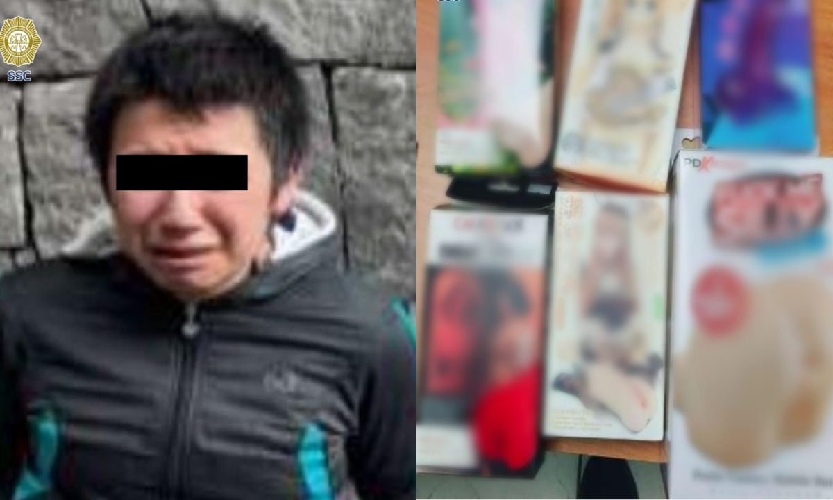 Detiene a joven en Calzada de Tlalpan por presuntamente robar juguetes de una Sex Shop.