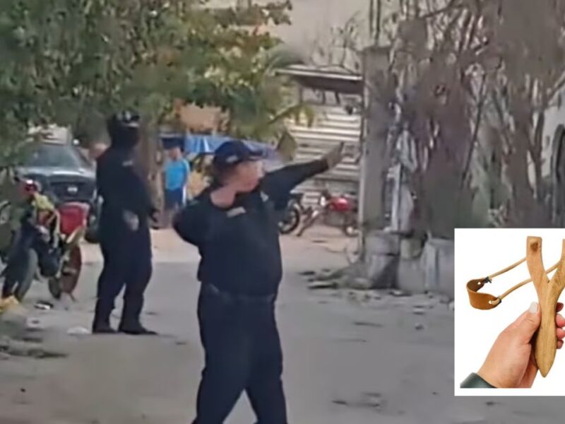 VIDEO: ¡Resolvieron! Policías usan resortera para detener a ladrones en Yucatán