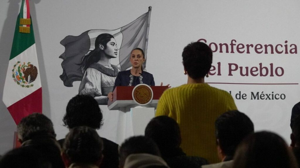 Claudia Sheinbaum durante su Conferencia del Pueblo de este viernes 24 de enero.