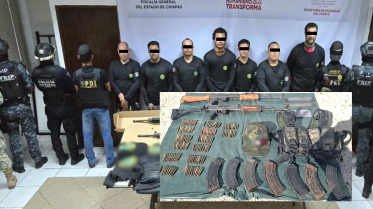 En Chiapas, Fuerzas Federales detuvieron a 14, aseguraron un arsenal, explosivos artesanales, y rescataron a una persona.