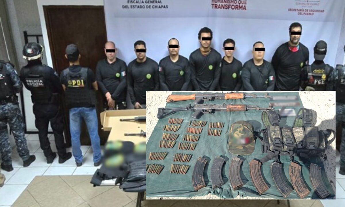 En Chiapas, Fuerzas Federales detuvieron a 14, aseguraron un arsenal, explosivos artesanales, y rescataron a una persona.