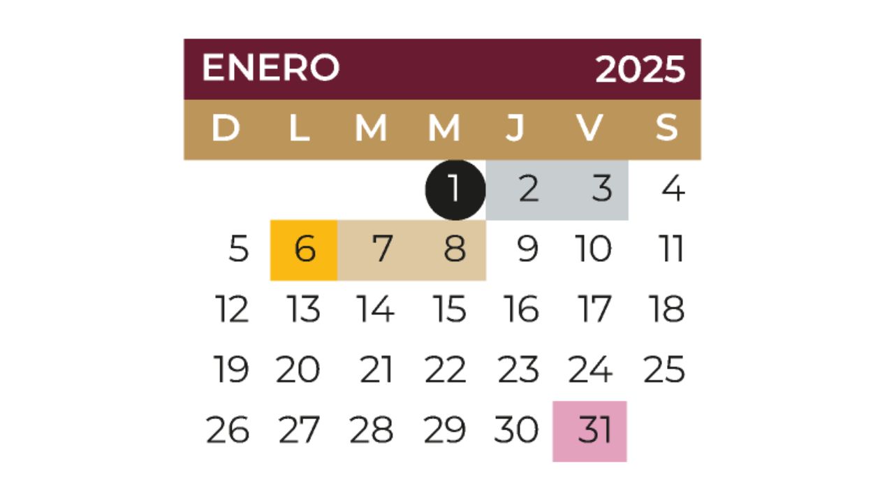 Calendario de la SEP que marca el regreso a clases para enero 2025