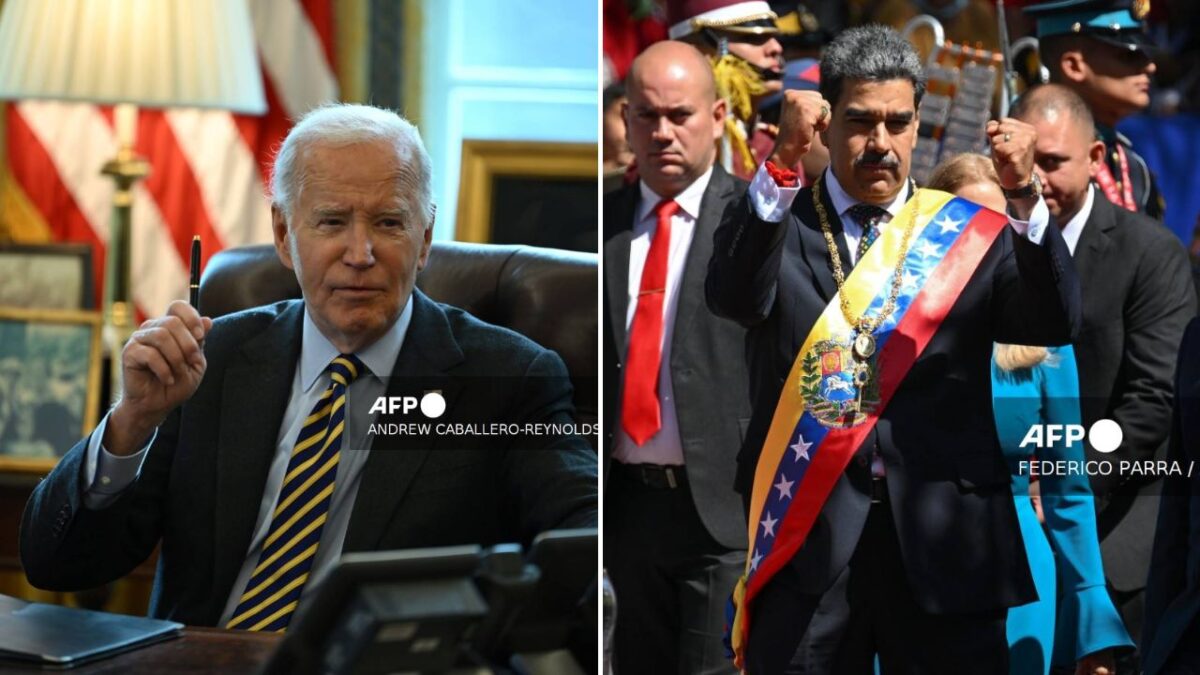 Joe Biden (izq.) y Nicolás Maduro (der.).