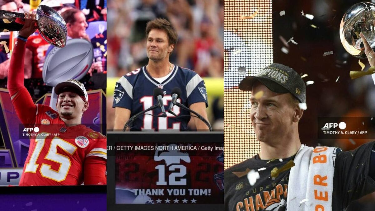 Patrick Mahomes, Tom Brady y Peyton Manning han comandado a sus equipos para ganar, al menos, un Super Bowl en la última década.