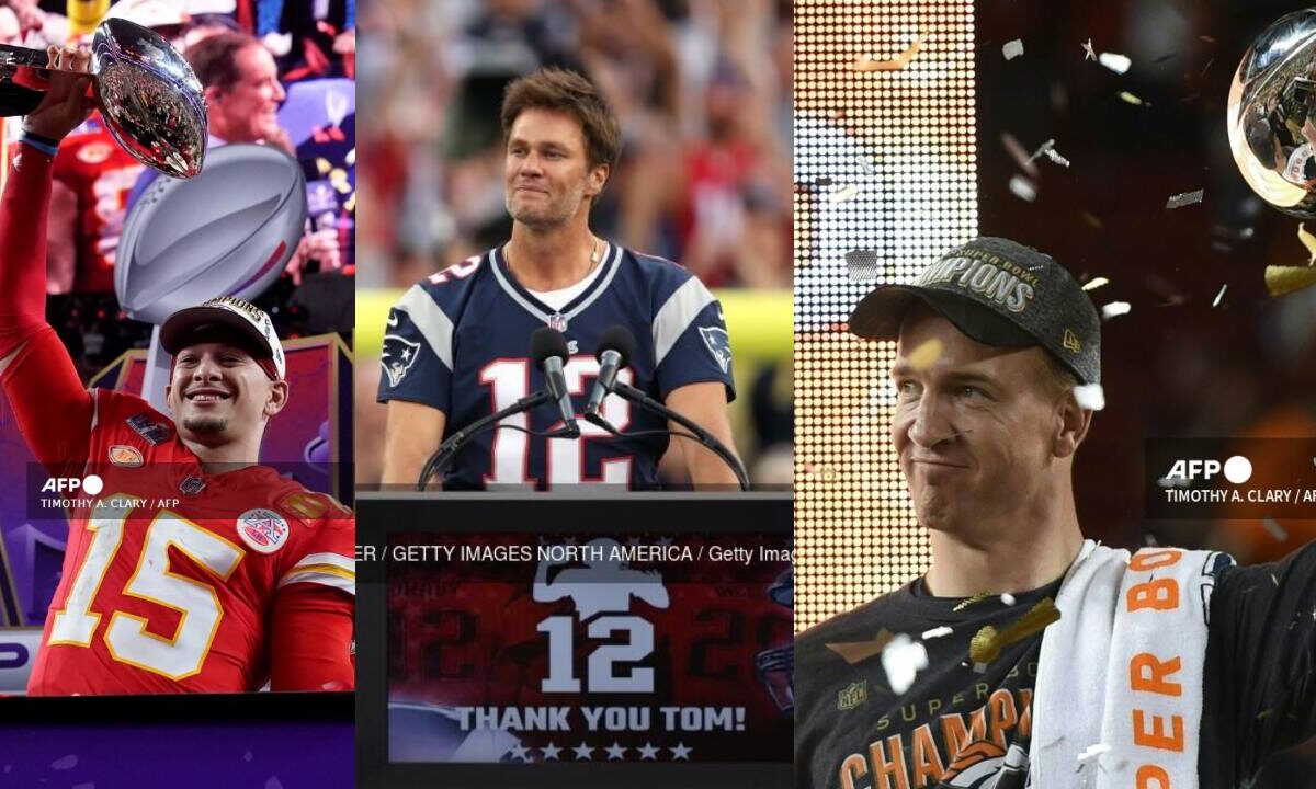 Patrick Mahomes, Tom Brady y Peyton Manning han comandado a sus equipos para ganar, al menos, un Super Bowl en la última década.