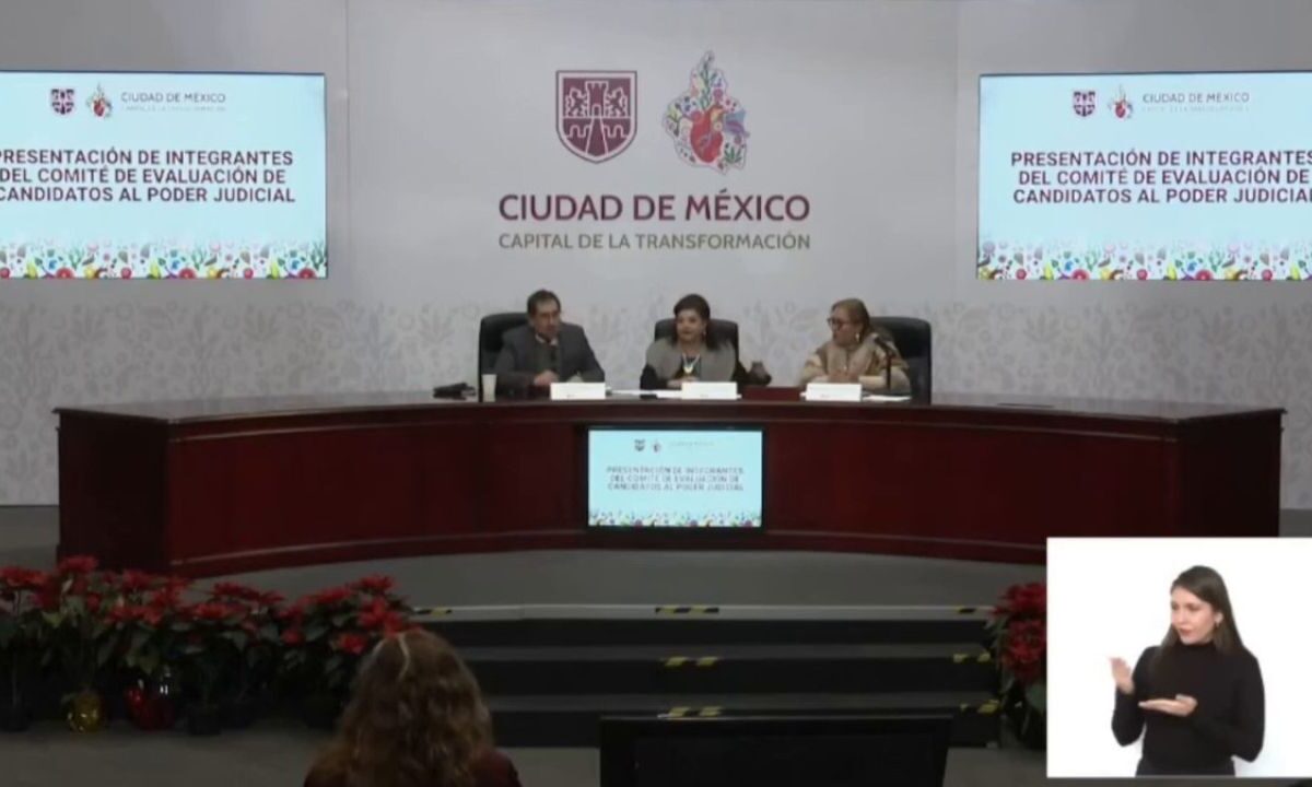 Clara Brugada, Jefa de Gobierno de la CDMX presentando comité de evaluación de candidatos al Poder Judicial.