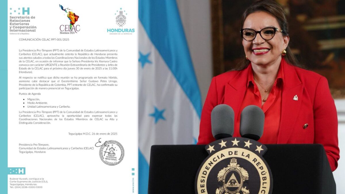 Presidenta de Honduras llama a reunión urgente del CELAC