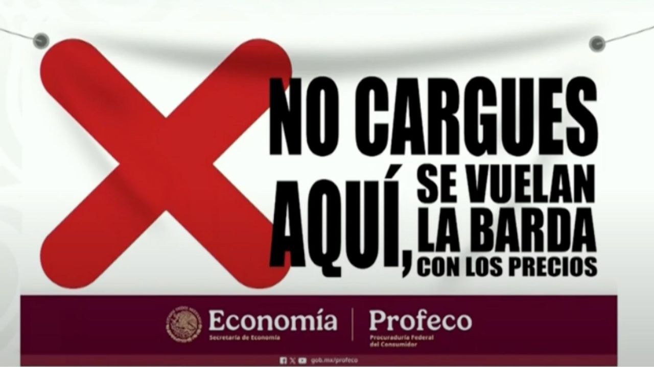 Lona que Profeco instalará en las gasolineras que aumenten el precio del combusitble.