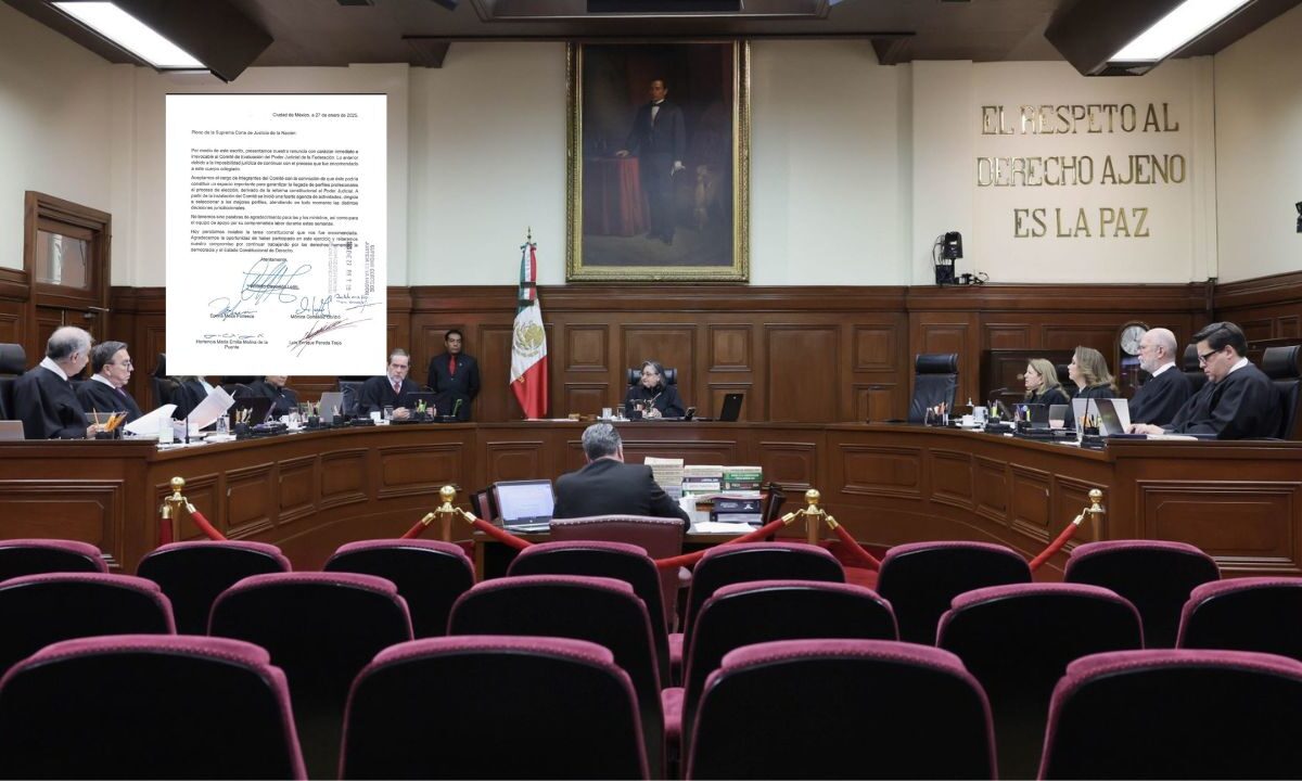 Los integrantes del Comité de Evaluación del Poder Judicial presentaron su renuncia ante la Suprema Corte de Justicia de la Nación.