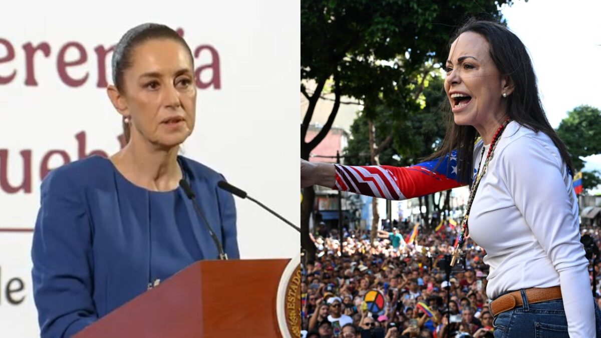 La presidenta de México, Claudia Sheinbaum y la líder de oposición venezolana, María Corina Machado.