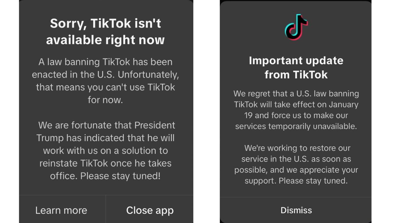 Mensajes suspensión de TikTok